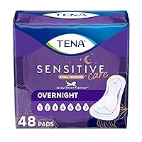Incontinence Pads, Bladder Control & Postpartum for Women, Overnight Absorbency, Sensitive Care, 48 Count