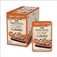 Wellness CORE Tiny Tasters Wet Cat Food, Complete & Balanced Natural Pet Food, Made with Real Meat, 1.75-Ounce Pouch, 12 Pack (Adult Cat, Minced Chicken in Gravy)