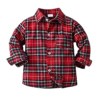 2t Boy Top Toddler Boys Long Sleeve Winter Autumn Shirt Tops Coat Outwear For Babys Clothes Plaid Red Youth U M