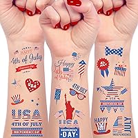 50 Pcs 4th of July Tattoos for Kids Adults 12 sheets,Patriotic Decorations,Independence Day Temporary Tattoo Stickers for USA Labor Day Memorial Day Party Favors Decorations Accessories
