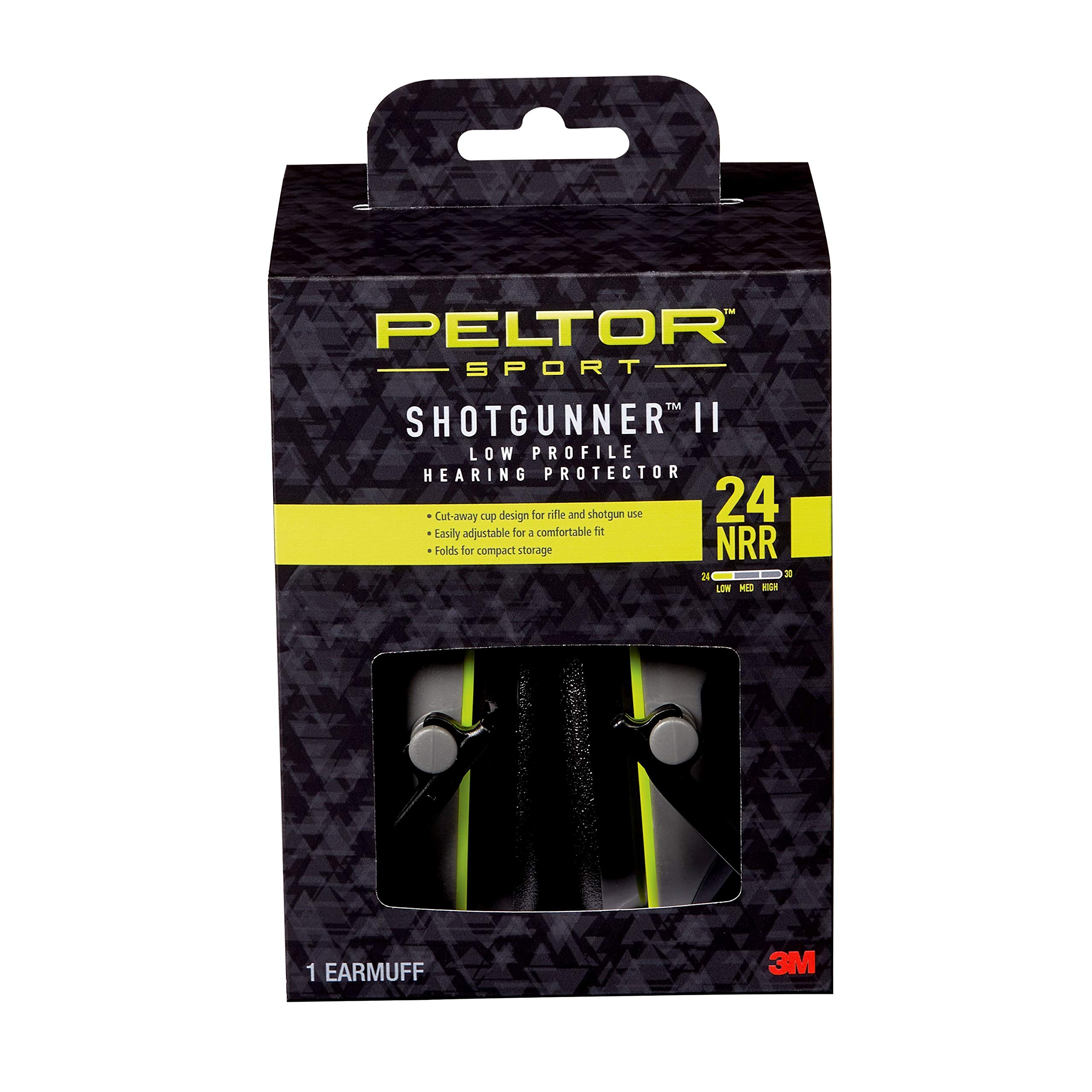 Peltor Sport Shotgunner II Low-Profile Hearing Protector, Black/Gray, NRR 24 dB, Earmuff for Hunting, Rifle and Shotgun Use