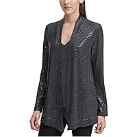 Calvin Klein Womens Layered Pullover Blouse, Black, X-Small