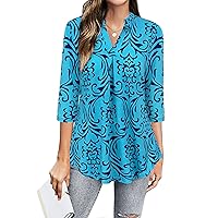 BEPEI Womens Tops Dressy Casual 3/4 Sleeve Blouses V Neck Business Work Shirts