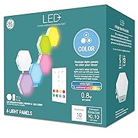 GE LED+ Color Changing LED Hexagon Tile Panels with Remote, No App or Wi-Fi Required (6 Pack)