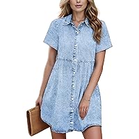 LightBlue Women Dress - Jean Dress for Women Denim - Womens Shirt Dress | [692826273] Kinsey, M