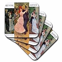 3dRose CST_49362_3 Collage of Renoirs Dance Paintings Ceramic Tile Coasters, Set of 4