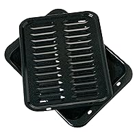 GE Appliances Broiler Pan with Rack for Oven, Non-Stick Pan, 2 Piece Black Porcelain Coated Carbon Steel Roasting Pan, Durable and Dishwasher Safe, WB48X10056, Genuine GE OEM Part