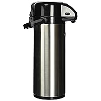Winco Stainless Steel Lined Airpot, 3-Liter, Lever Top