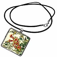 Ruby-throated Humming Bird Flowers Vintage Audubon... - Necklace With Pendant (ncl-365474)