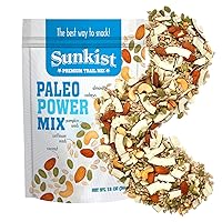 Sunkist® Paleo Power Trail Mix - Fruit, Nut and Seeds, Low Sodium, Gluten Free Snack with Almonds, Cashews, Pumpkin Seeds, Sunflower Seeds, and Coconut | Premium Quality | 13 oz Resealable Bag (Sunkist Paleo Power Trail Mix)
