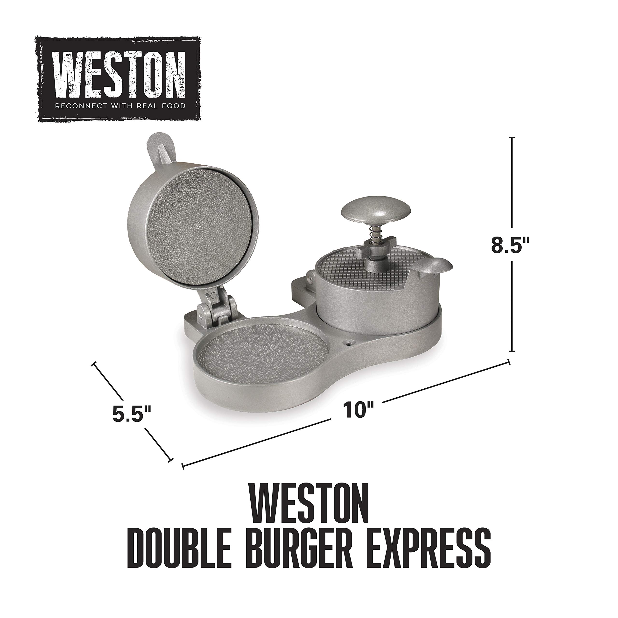 Weston Burger Express Double Hamburger Press with Patty Ejector , Makes 4 1/2