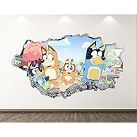 Blue Wall Decal for Kids Bedroom - Blue Baby Nursery Cartoon Wall Decals - Blue 3D Wall Decor for Room - Boys Girls Unisex Removable Smashed Sticker - Childrens Playroom Wall Art Vinyl Stickers BR03