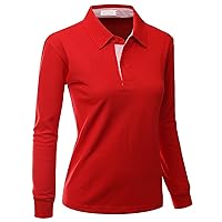 Women's Casual Basic Sporty Long Sleeve Polo Collar T-Shirt