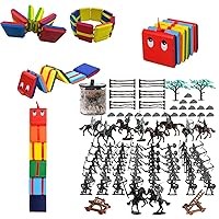 124 PCS Medieval Knights Toys and Amor 2 PCS Colorful Wooden Jacob's Ladder