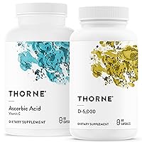 THORNE Immune & Wellness Support Bundle - Asorbic Acid & Vitamin D-5000 - Antioxidant & Immune Function - 60 Servings