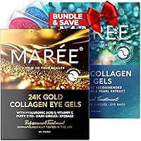 MARÉE Under Eye Care Bundle -Under Eye 24K Gold Patches & Eye Gels - Collagen & Hyaluronic Acid, Pearl Extract - Patches for Puffy Eyes, Dark Circles - Anti-Aging Eye Gels - 20 &12 pairs
