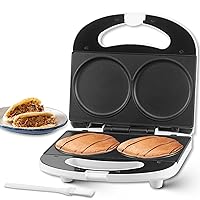 Double Mini Pancakes Maker Machine, Arepa Maker, Electric Pancake Maker Griddle, Ideal for Pancakes, Cookies, Eggs, Arepas & Breakfast Sandwiches, White, 4 Inch