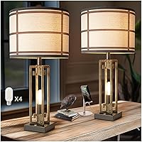 Steplessly Dimmable Touch Table Lamp Set Of 2 With Night Light Rustic Bedside Lamp With USB Ports Linen Fabric Shade Farmhouse Nightstand Lamp Decor For Home Living Room Bedroom Hotel Bar House
