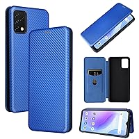 Cell Phone Flip Case Cover for UMIDIGI A11S Case, Luxury Carbon Fiber PU+TPU Hybrid Case Full Protection Shockproof Flip Case Cover for UMIDIGI A11S (Color : Blue)