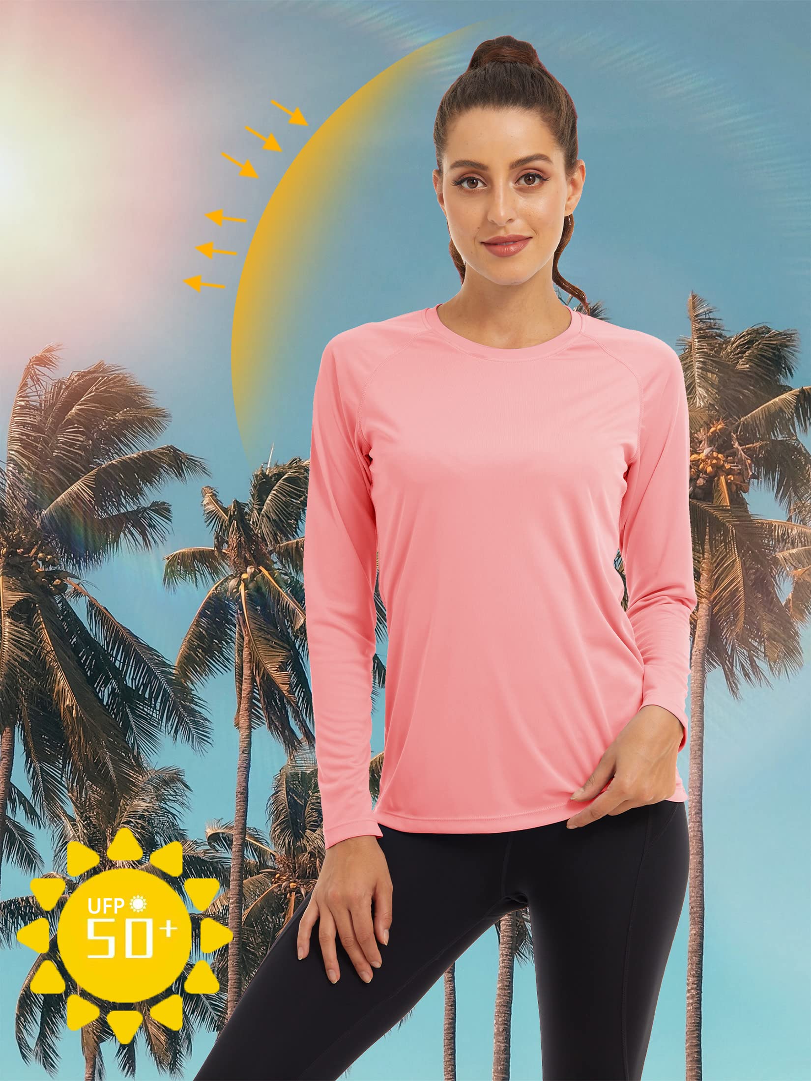 TACVASEN Women's Sun Protection Shirt UPF 50+ Long Sleeve Hiking Running Sport Workout Rash Guards Tops