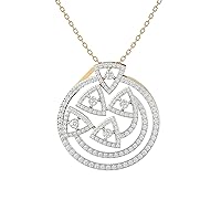 Certified 18K Gold Triangles with Circles Pendant in Round Natural Diamond (1.09 ct) with White/Yellow/Rose Gold Chain Designer Necklace for Women