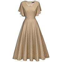 Bridesmay Cocktail Dresses for Women 2024 Wedding Guest Midi Dress with Sleeves Formal Tea Party Dress for Women