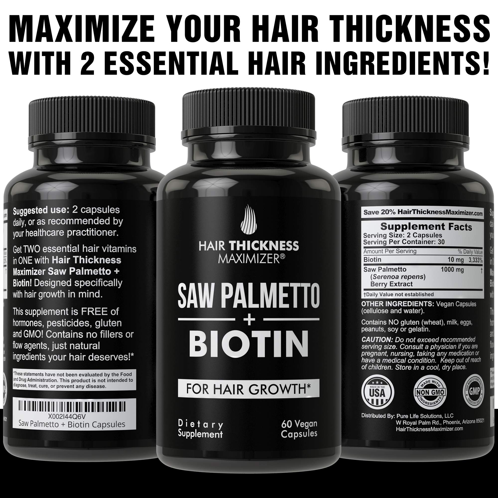Mua Saw Palmetto + Biotin Advanced 2-in-1 Combo for Hair Growth. Vegan  Capsules Supplement with Natural Saw Palmetto Extract + 10000mcg Biotin. Hair  Loss and Regrowth Pills for Men and Women. DHT