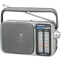 Portable AM / FM Radio, Battery Operated Analog Radio, AC Powered, Silver (RF-2400D)