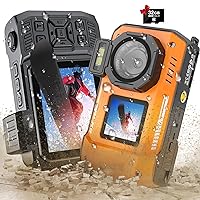 64MP 6K25FPS Rugged Waterproof Dustproof Shockproof Point and Shoot Digital Camera with 32GB Card (Orange)
