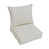 Indoor/Outdoor Corded 5 inch Deep Seating Pillow and Cushion Set, 25 in x 25 in x 5 in, Canvas Granite