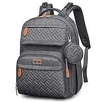 BabbleRoo Diaper Bag Backpack, Travel Backpack with Changing Pad, Pacifier Case & Stroller Straps, Multifunction, Waterproof, Unisex - Dark Gray