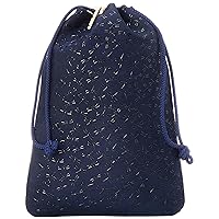 Indenya 3004-04-008 Large Cut Bag, Navy Blue Deer Leather x Black Lacquer Dragonfly Pattern