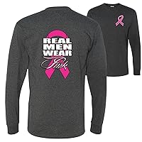 Real Men Wear Pink Breast Cancer Awareness Front & Back Mens Long Sleeves