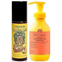 MEDIALL Premium Hair Oil Serum for Frizzy and Damaged Hair 1.85 fl oz | MEDIALL Scalp Strengthening Shampoo Fresh Citrus | Volumizing, Thinning & Thickening Hair Fall Scalp Shampoo 10.14 fl oz