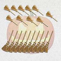 18 Pack Miniature Craft Straw Brooms with Rope, Halloween Mini Witch Straw Broom Hanging Decorative Wizard Toys, Witch Costume Cosplay Party Accessories