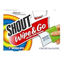 Shout Wipes, Wipe and Go Instant Stain Remover, Laundry Stain and Spot Remover for On-the-Go, 12 Count