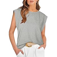 WIHOLL Cap Sleeve Tops for Women Summer Top Basic Tee Shirts Casual Tank Loose Fit 2024 Fashion