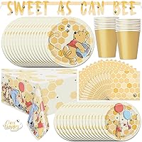 Classic Winnie the Pooh Baby Shower Decorations | Officially Licensed | Serves 16 | Birthday Party Supplies | Gender Neutral | Banner, Table Cover, Plates, Napkins, Cups, Sticker