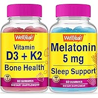 Vitamin D3 + K2 + Melatonin 5mg, Gummies Bundle - Great Tasting, Vitamin Supplement, Gluten Free, GMO Free, Chewable Gummy