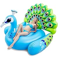 JOYIN Inflatable Peacock Pool Float - Giant Green Peacock Ride on Raft for Swimming Pool, Beach Floaties, Party Decoration Toys, Inflatable Island, Summer Pool Raft Lounge for Adults & Kids Water Fun
