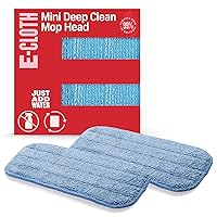 E-Cloth Mini Deep Clean Mop Head, Microfiber Mop Head Replacement for Floor Cleaning, Great for Hardwood, Laminate, Tile and Stone Flooring, Washable and Reusable, 100 Wash Guarantee, 2 Count