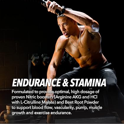 L Arginine L Citrulline Supplement Nitric Oxide Pills for Men | Stamina Endurance Performance for Workouts | L Arginine 500mg Nitrous Oxide Supplements for Men | 60 NO L-Arginine Plus Vegan Capsules