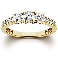 P3 POMPEII3 1 Ct 3-Stone Diamond Engagement Ring 10K Yellow Gold