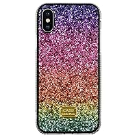 Rainbow Gradient Rhinestone Shiny Bling Phone Case for iPhone 13 14 12 11 Pro Max Mini X XS XR SE 8 7 6 6S Plus Shell, Sparkling Pop Back Cover(12,Purple)