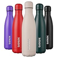 BJPKPK Insulated Water Bottles -17oz/500ml -Stainless Steel Water bottles,Sports water bottles Keep cold for 24 Hours and hot for 12 Hours,Apricot