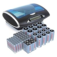 Tenergy 68 Pack Rechargeable Batteries with Charger, 24xAA 24xAAA 8xC 8xD Rechargeable Batteries with Charger, Ideal for Everyday Household Electronics…