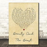 Beauty and The Beast Vintage Heart Song Lyric Quote Print