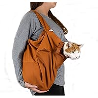 Carrier - Large Caramel Pet Carrier for Cat and Cat Restraint for Medication Administration, Nail Clipping, Travel, Vet Visits, and Dental Care