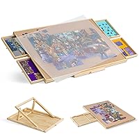 Tektalk Jigsaw Puzzle Table with Integrated Adjustable Stand/Bracket and Removable Cover, for Up to 1500 Pieces (with Integrated Adjustable Stand & Removable Cover)