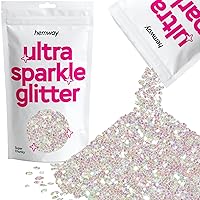 Hemway Premium Ultra Sparkle Glitter Multi Purpose Metallic Flake for Arts Crafts Nails Cosmetics Resin Festival Face Hair - Mother of Pearl Iridescent - Super Chunky (1/8